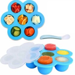 2 Pack Silicone Egg Bites Molds with Lid for 5 6 8 Qt Instant Pot Accessories Silicone 7-Hole Food Supplement Box